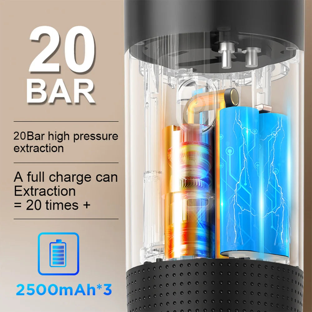 Wireless Electric Portable Espresso Coffee Machine for Car & Home Camping Coffee Maker 3-in-1 Capsule Powder Travel Coffee Maker OrdexHome.com