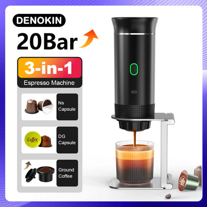 Wireless Electric Portable Espresso Coffee Machine for Car & Home Camping Coffee Maker 3-in-1 Capsule Powder Travel Coffee Maker OrdexHome.com