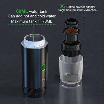 Wireless Electric Portable Espresso Coffee Machine for Car & Home Camping Coffee Maker 3-in-1 Capsule Powder Travel Coffee Maker OrdexHome.com