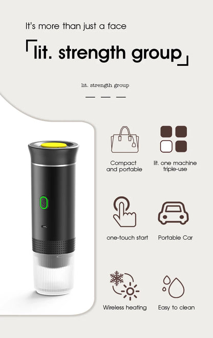 Wireless Electric Portable Espresso Coffee Machine for Car & Home Camping Coffee Maker 3-in-1 Capsule Powder Travel Coffee Maker OrdexHome.com