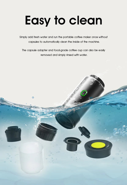 Wireless Electric Portable Espresso Coffee Machine for Car & Home Camping Coffee Maker 3-in-1 Capsule Powder Travel Coffee Maker OrdexHome.com