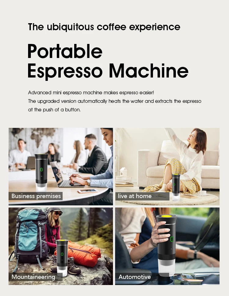 Wireless Electric Portable Espresso Coffee Machine for Car & Home Camping Coffee Maker 3-in-1 Capsule Powder Travel Coffee Maker OrdexHome.com