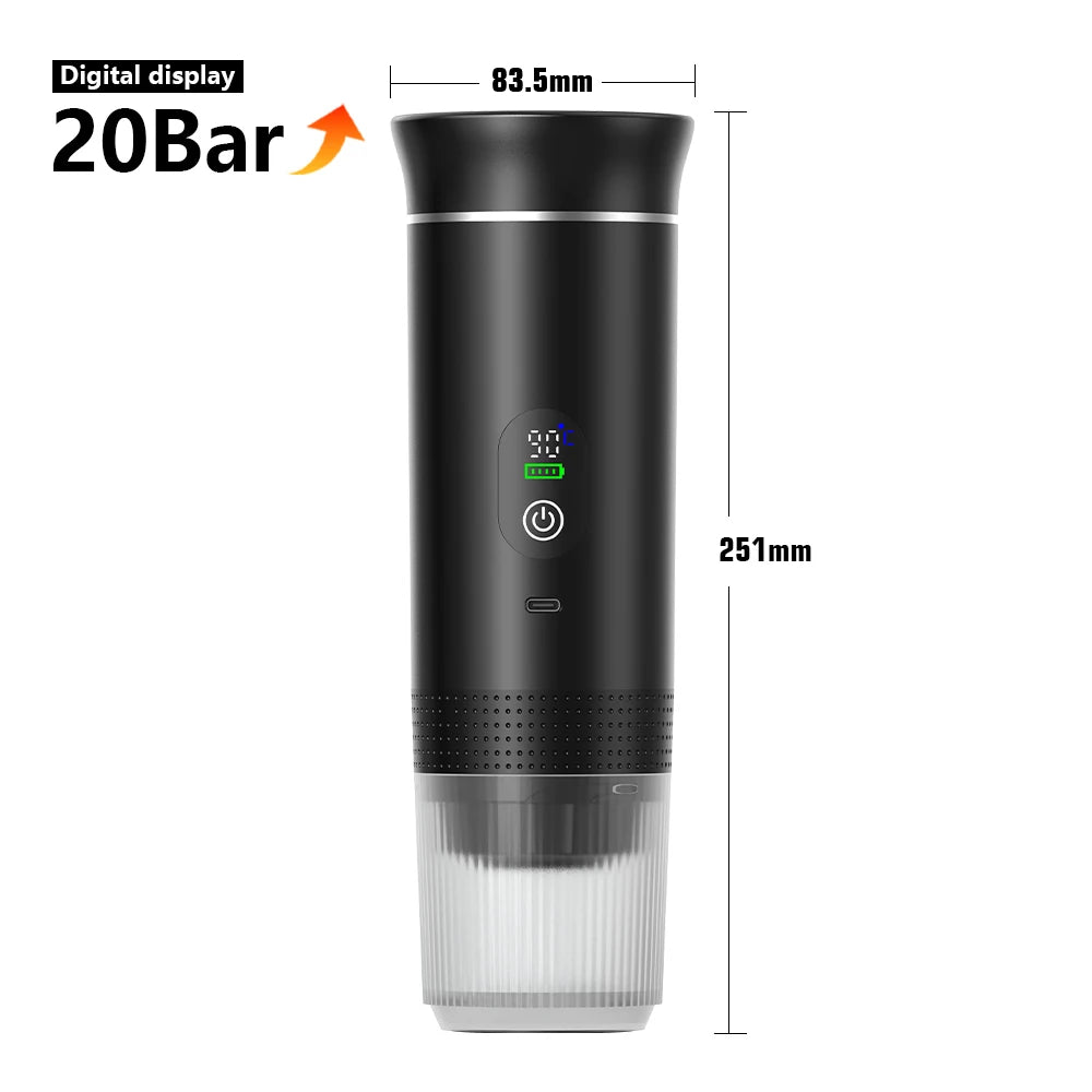 Wireless Electric Portable Espresso Coffee Machine for Car & Home Camping Coffee Maker 3-in-1 Capsule Powder Travel Coffee Maker OrdexHome.com